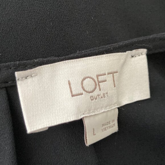 Loft Black Short Sleeve Blouse Large - Picture 6 of 7